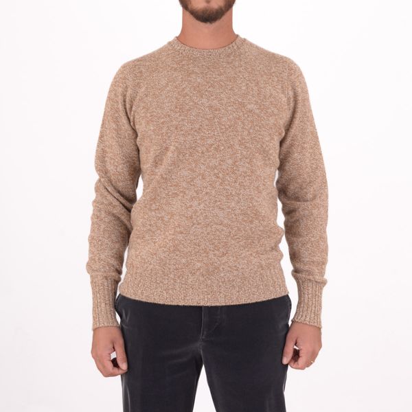 1. Pull ras du cou en laine Drumhor Beige DRUMOHR