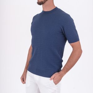 2. Pull col rond en coton | attention aux détails Bleu Paolo Pecora Milano a021f100