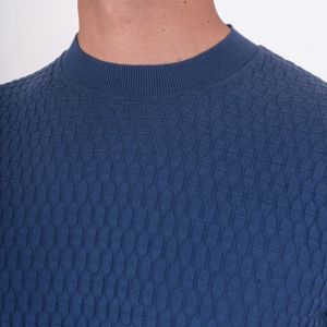 4. Pull col rond en coton | attention aux détails Bleu Paolo Pecora Milano a021f100