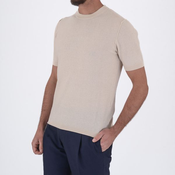 Short Sleeve T-Shirt | Pure Cotton Beige Paolo Pecora Milano Short Sleeve T-Shirt | Pure Cotton Beige Paolo Pecora Milano