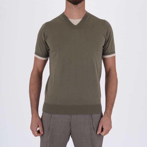 1. T-shirt en coton | détails contrastés Vert Paolo Pecora Milano a005f100