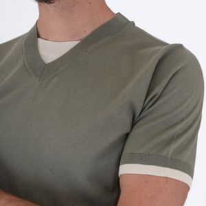 4. T-shirt en coton | détails contrastés Vert Paolo Pecora Milano a005f100