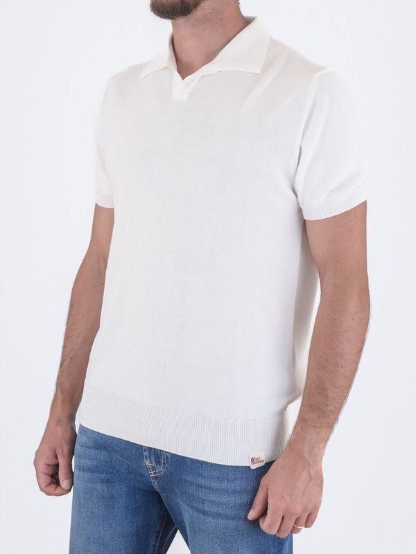 2. Polo in crêpe | con chiusura a V Bianco ROY ROGER'S rru185cl91xxxx