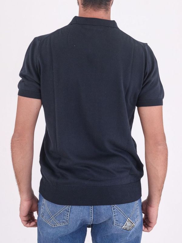 3. Crepe polo shirt | with V closure Blue ROY ROGER'S rru185cl91xxxx