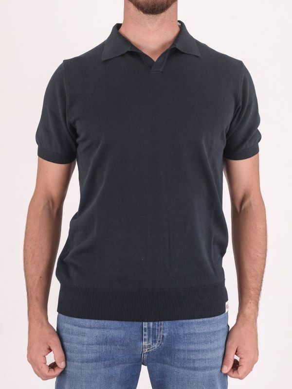 1. Crepe polo shirt | with V closure Blue ROY ROGER'S rru185cl91xxxx
