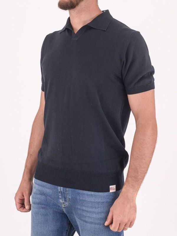 2. Crepe polo shirt | with V closure Blue ROY ROGER'S rru185cl91xxxx