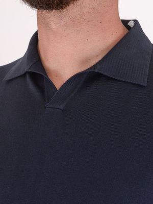 4. Crepe polo shirt | with V closure Blue