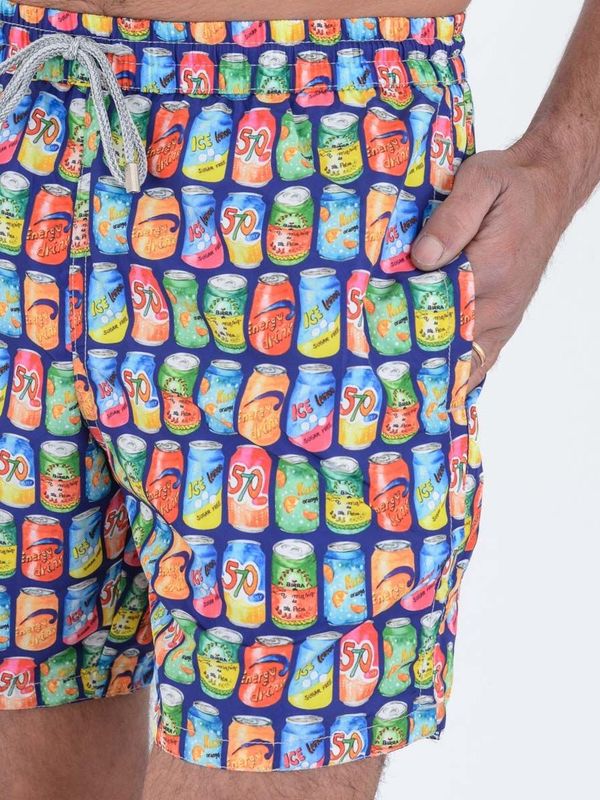4. Swimsuit with cans pattern on blue in recycled polyester Electric ZEYBRA aub516
