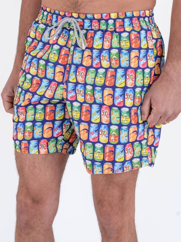 2. Swimsuit with cans pattern on blue in recycled polyester Electric ZEYBRA aub516