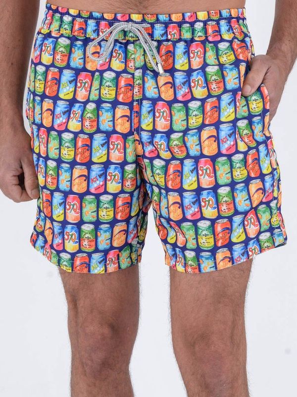 Swimsuit with cans pattern on blue in recycled polyester Electric ZEYBRA
