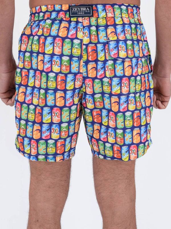 3. Swimsuit with cans pattern on blue in recycled polyester Electric ZEYBRA aub516