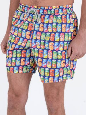 2. Swimsuit with cans pattern on blue in recycled polyester Electric