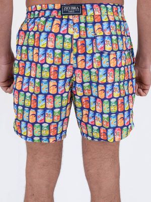 3. Swimsuit with cans pattern on blue in recycled polyester Electric