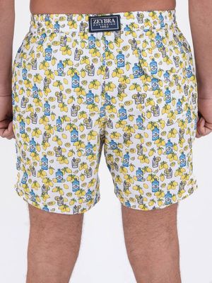 3. White gin cocktail patterned swimsuit in recycled polyester White