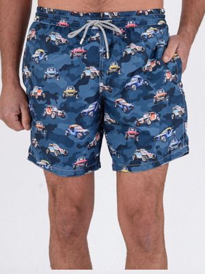 1. Buggy patterned swimsuit on blue in recycled polyester Blue