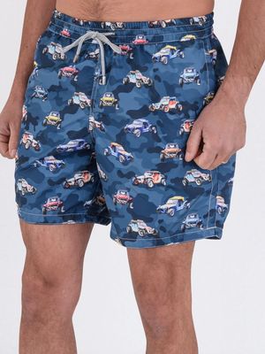 2. Buggy patterned swimsuit on blue in recycled polyester Blue