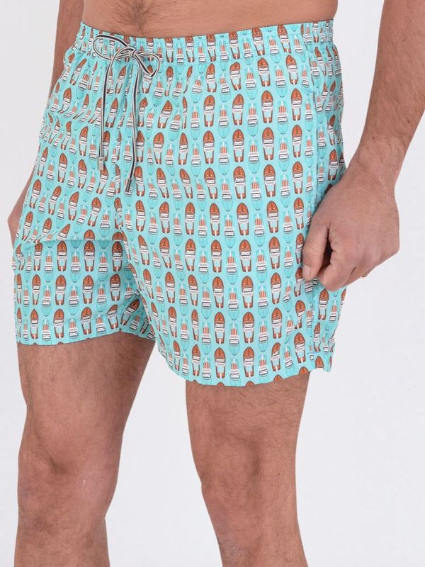 2. Nylon short swimsuit with a boat on water pattern Waterfall ZEYBRA aub554