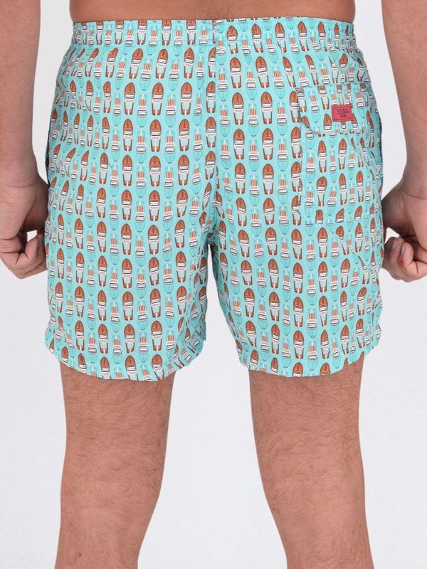3. Nylon short swimsuit with a boat on water pattern Waterfall ZEYBRA aub554