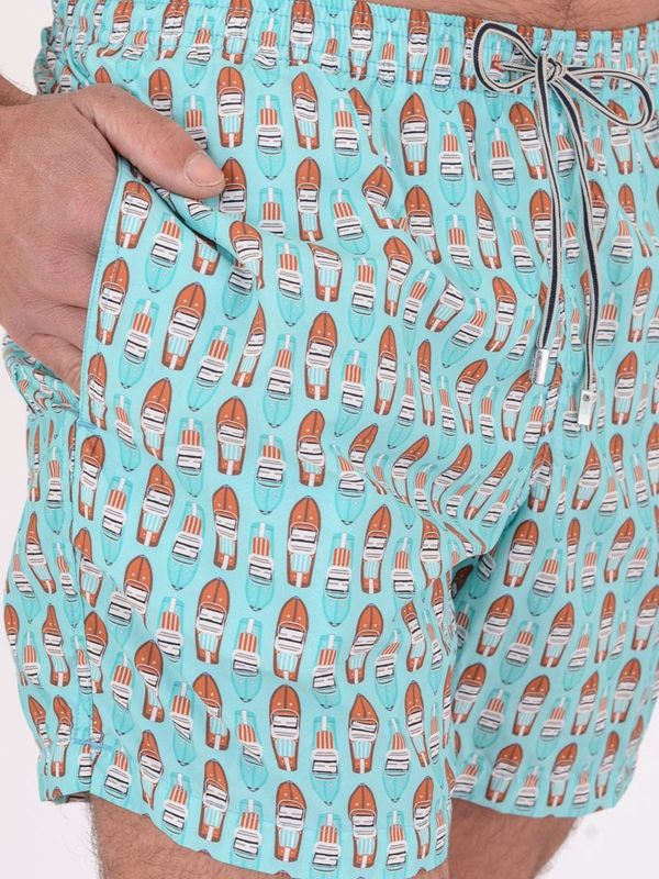 4. Nylon short swimsuit with a boat on water pattern Waterfall ZEYBRA aub554