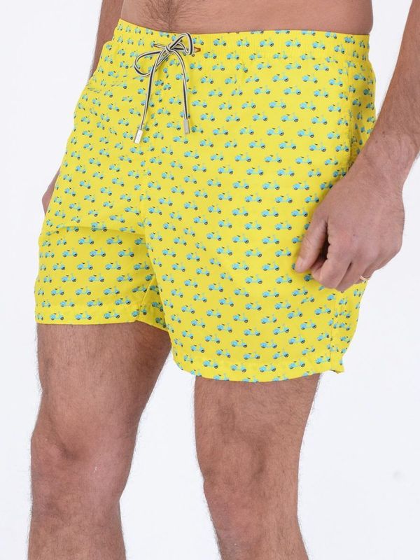 2. Yellow Scooter Pattern Nylon Short Swimsuit Yellow ZEYBRA aub556