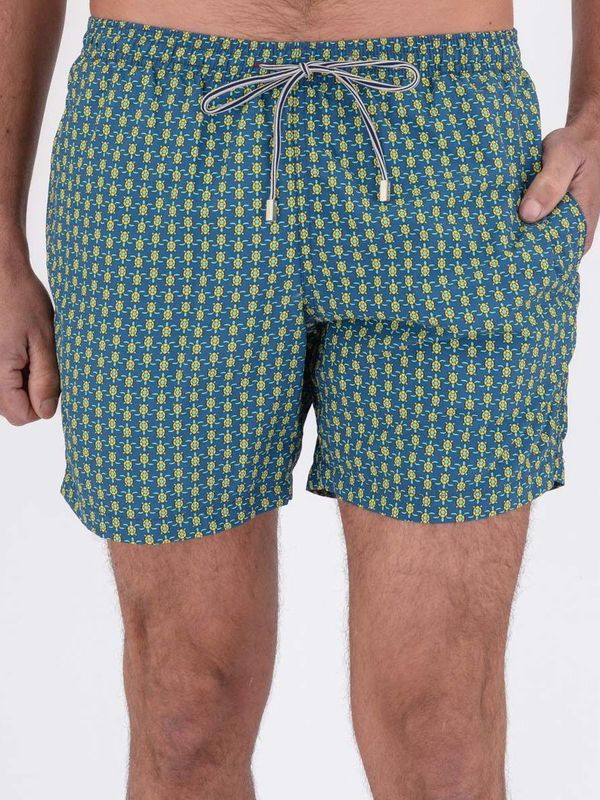 Blue turtle pattern nylon short swimsuit Blue ZEYBRA