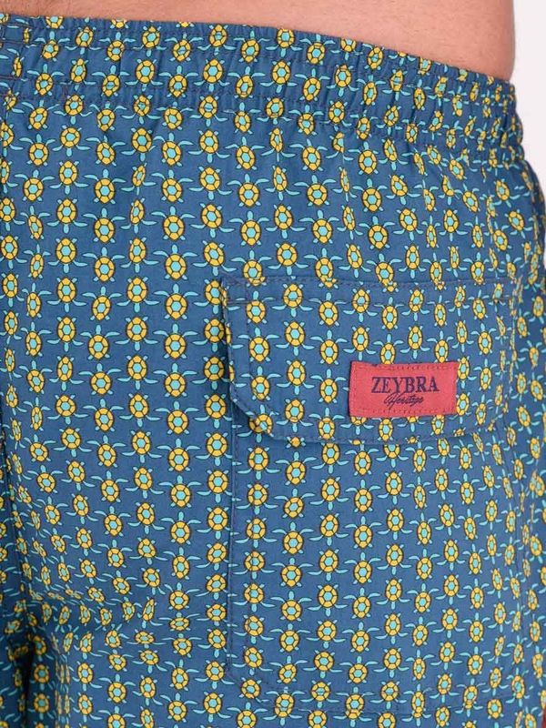 4. Blue turtle pattern nylon short swimsuit Blue ZEYBRA aub560