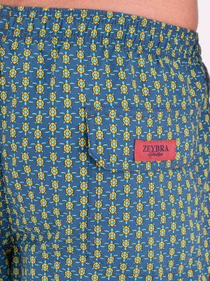4. Blue turtle pattern nylon short swimsuit Blue