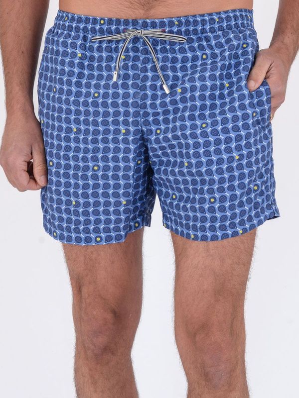 Short swimsuit with padel pattern on blue nylon Denim ZEYBRA