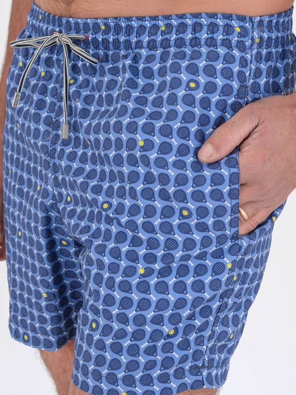 4. Short swimsuit with padel pattern on blue nylon Denim ZEYBRA aub563