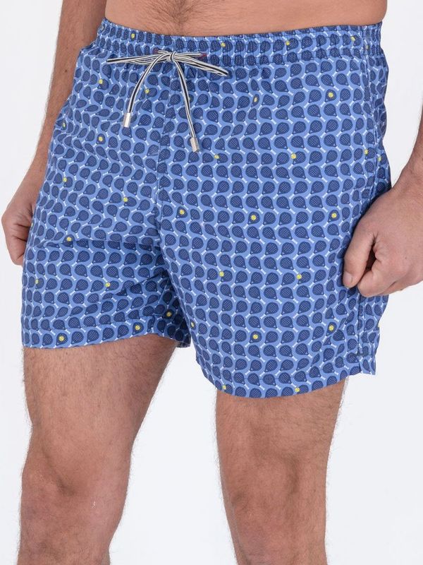 2. Short swimsuit with padel pattern on blue nylon Denim ZEYBRA aub563