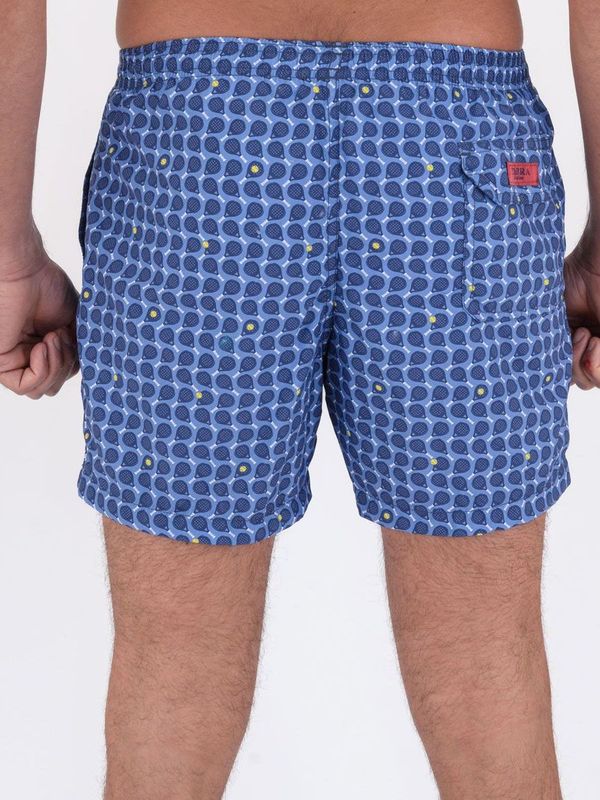 3. Short swimsuit with padel pattern on blue nylon Denim ZEYBRA aub563