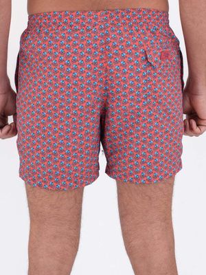 3. Red octopus pattern nylon short swimsuit Red
