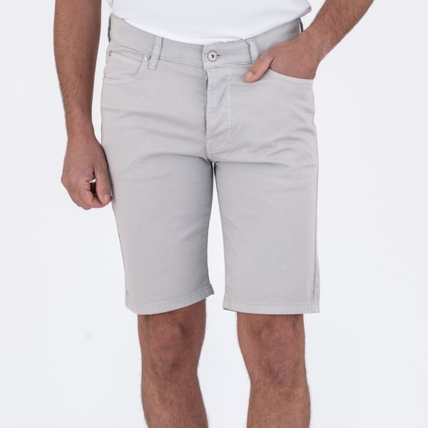 1. Slim fit 5-pocket Bermuda shorts in gabardine Light Grey ROY ROGER'S rru002p3370112