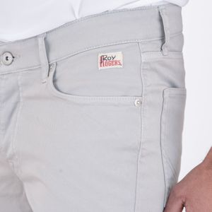 4. Slim fit 5-pocket Bermuda shorts in gabardine Light Grey ROY ROGER'S rru002p3370112