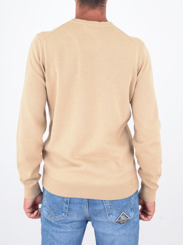 3. Pull col rond en pur coton HUGO pour homme avec logo Beige Hugo 50475083