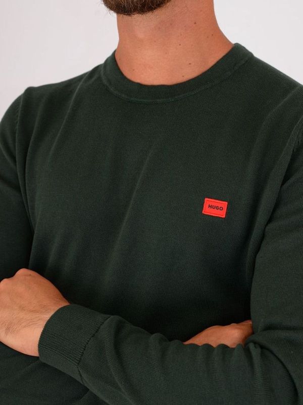 4. Pull col rond en pur coton HUGO pour homme avec logo Vert Hugo 50475083