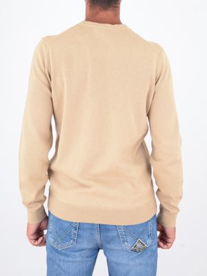 3. Pull col rond en pur coton HUGO pour homme avec logo Beige Hugo 50475083