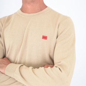 4. Pull col rond en pur coton HUGO pour homme avec logo Beige Hugo 50475083
