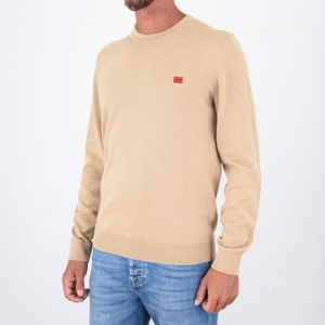 2. Pull col rond en pur coton HUGO pour homme avec logo Beige Hugo 50475083