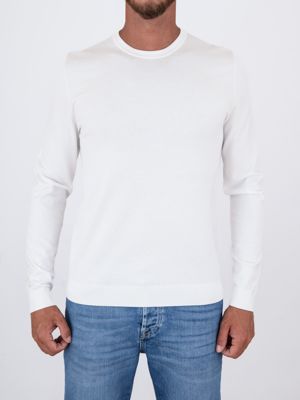 HUGO Men's Crew Neck Sweater with Light Texture White Hugo