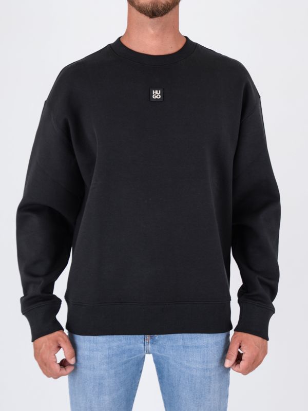 1. Felpa Uomo HUGO in Cotone e Tessuto Tecnico con Logo Applicato Nero Hugo 50533689