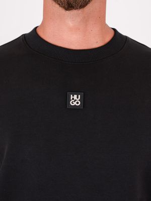 4. Felpa Uomo HUGO in Cotone e Tessuto Tecnico con Logo Applicato Nero Hugo 50533689