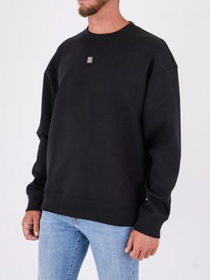 2. Felpa Uomo HUGO in Cotone e Tessuto Tecnico con Logo Applicato Nero Hugo 50533689