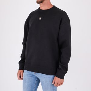 2. Felpa Uomo HUGO in Cotone e Tessuto Tecnico con Logo Applicato Nero Hugo 50533689