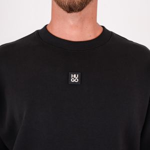 4. Felpa Uomo HUGO in Cotone e Tessuto Tecnico con Logo Applicato Nero Hugo 50533689