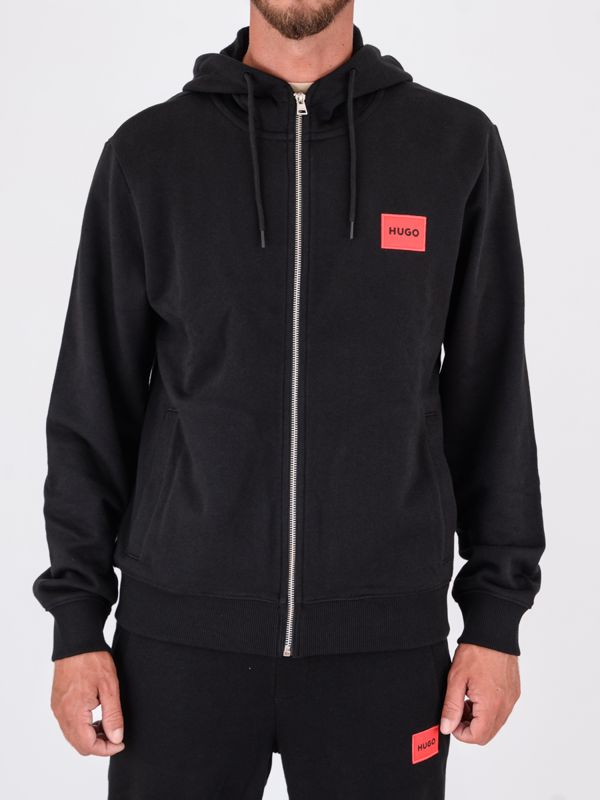 1. Sweat à capuche zippé en coton HUGO pour homme avec patch logo Noir Hugo 50447972