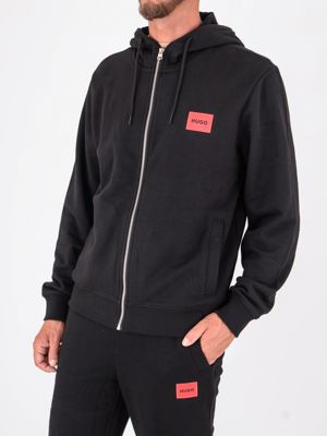 2. Sweat à capuche zippé en coton HUGO pour homme avec patch logo Noir Hugo 50447972