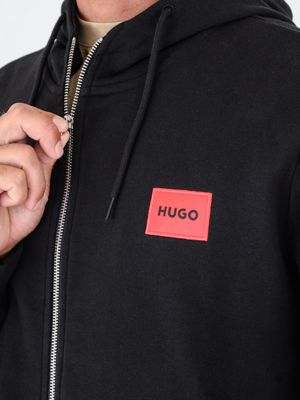 4. Sweat à capuche zippé en coton HUGO pour homme avec patch logo Noir Hugo 50447972