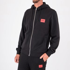 2. Sweat à capuche zippé en coton HUGO pour homme avec patch logo Noir Hugo 50447972