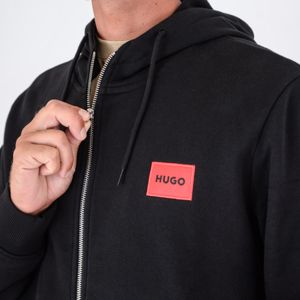 4. Sweat à capuche zippé en coton HUGO pour homme avec patch logo Noir Hugo 50447972